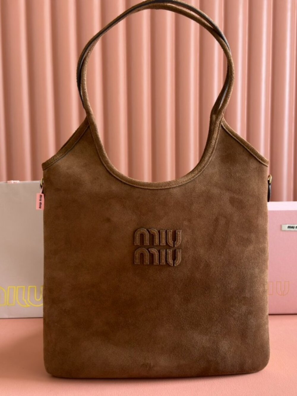 Miu Miu Women Ivy Suede Bag-Dark Brown